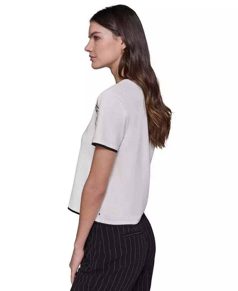 Karl Lagerfeld Paris Women's Script-Logo Short-Sleeve Sweater 4