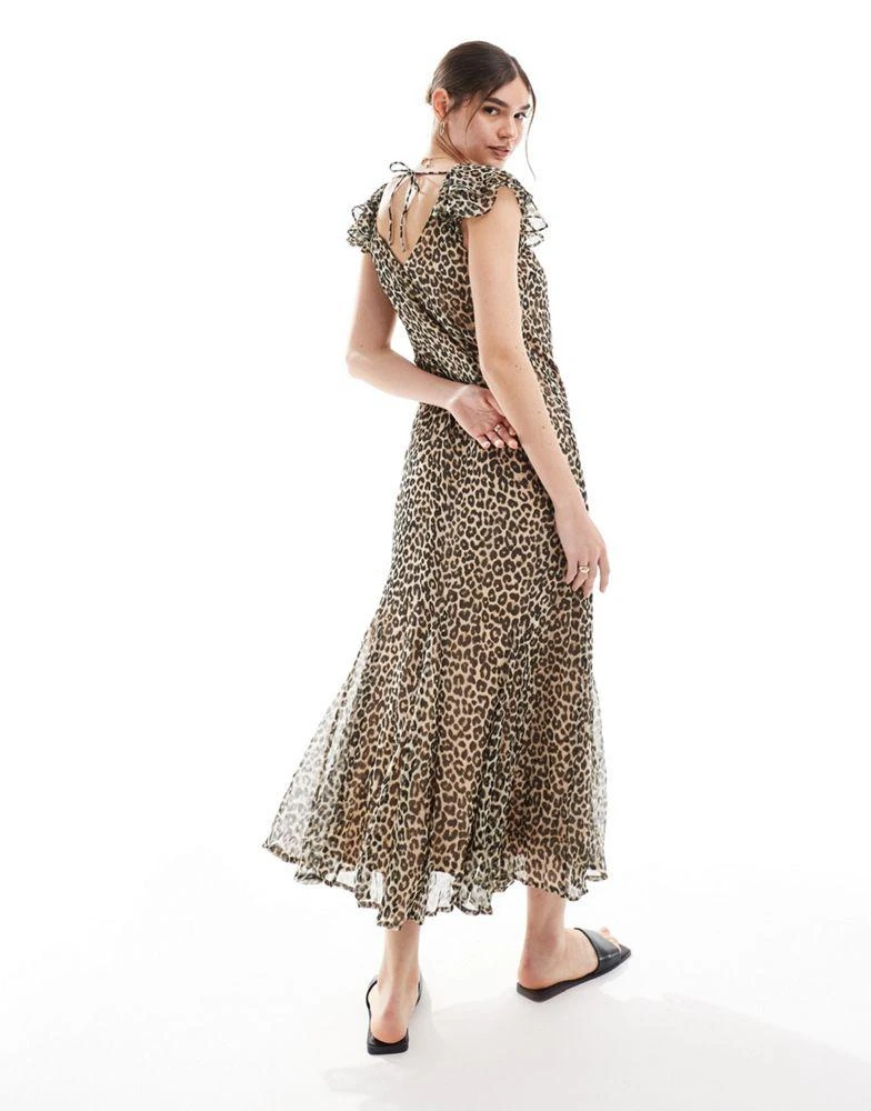 Vero Moda Vero Moda frill sleeve maxi dress in leopard print 4