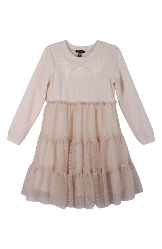 Zunie Kids' Long Sleeve Tulle Twofer Dress