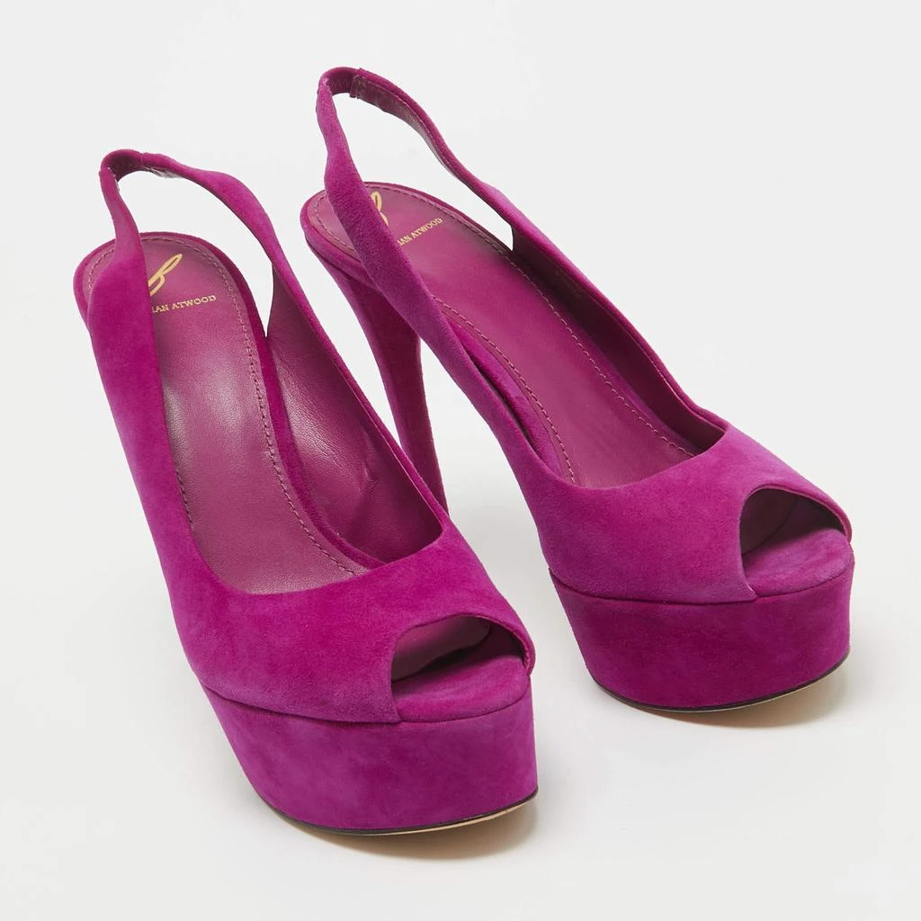Brian Atwood Brian Atwood Pink Suede Peep Toe Platform Slingback Sandals Size 38.5 4