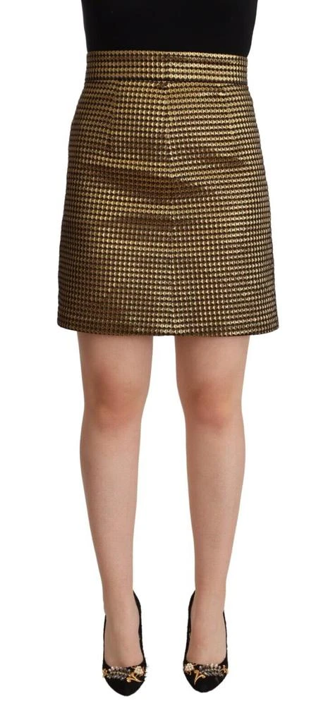 Boutique Moschino Boutique Moschino Black Gold A-line Above Knee Casual Skirt 1