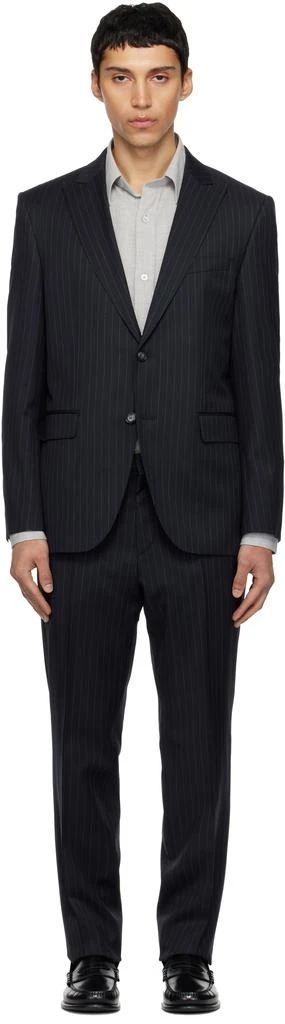 Hugo Boss Navy Striped Wool Suit