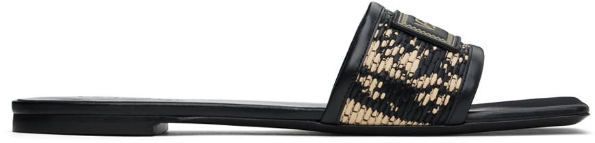 Versace Black Logo Patch Slides