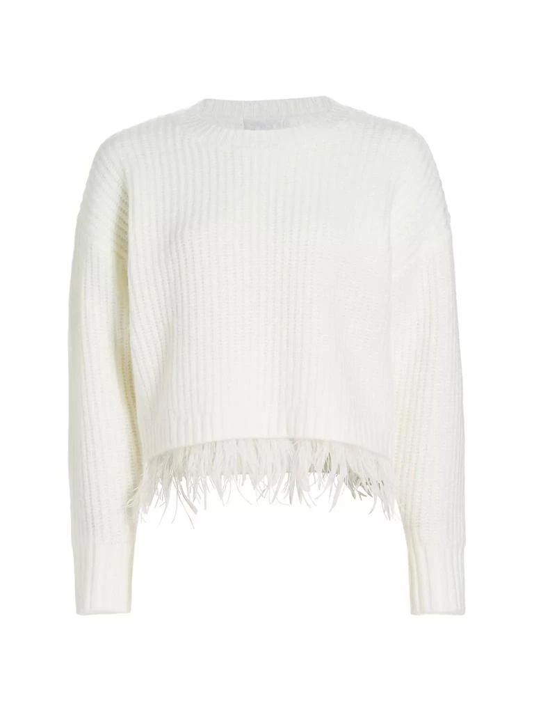 Design History Feather-Trim Rib-Knit Sweater 1