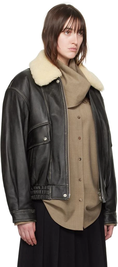 Dunst Black Aviator Leather Bomber Jacket 2