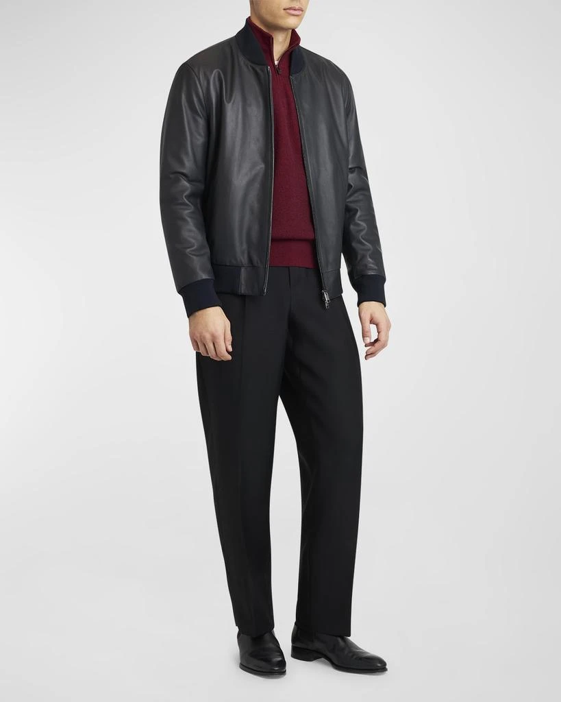 Brioni Men's Classic Leather Bomber Jacket 4