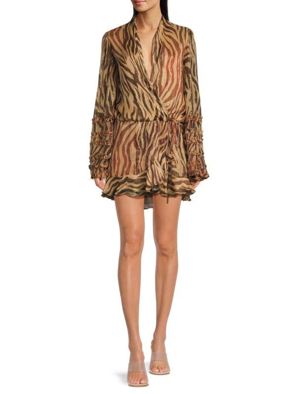 ROCOCO SAND Ruffle Trim Surplice Mini Dress 1