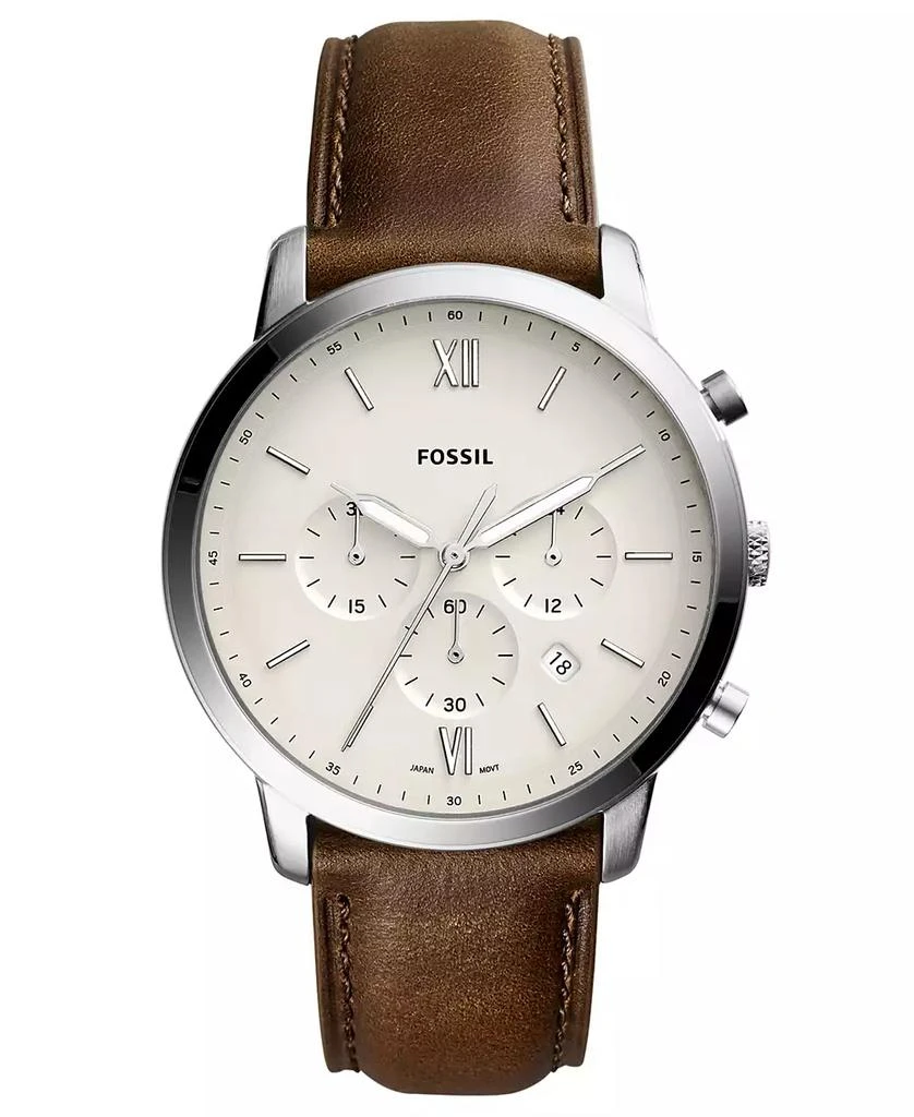 Fossil Men's Neutra Chronograph Brown Leather Strap Watch 44mm 1