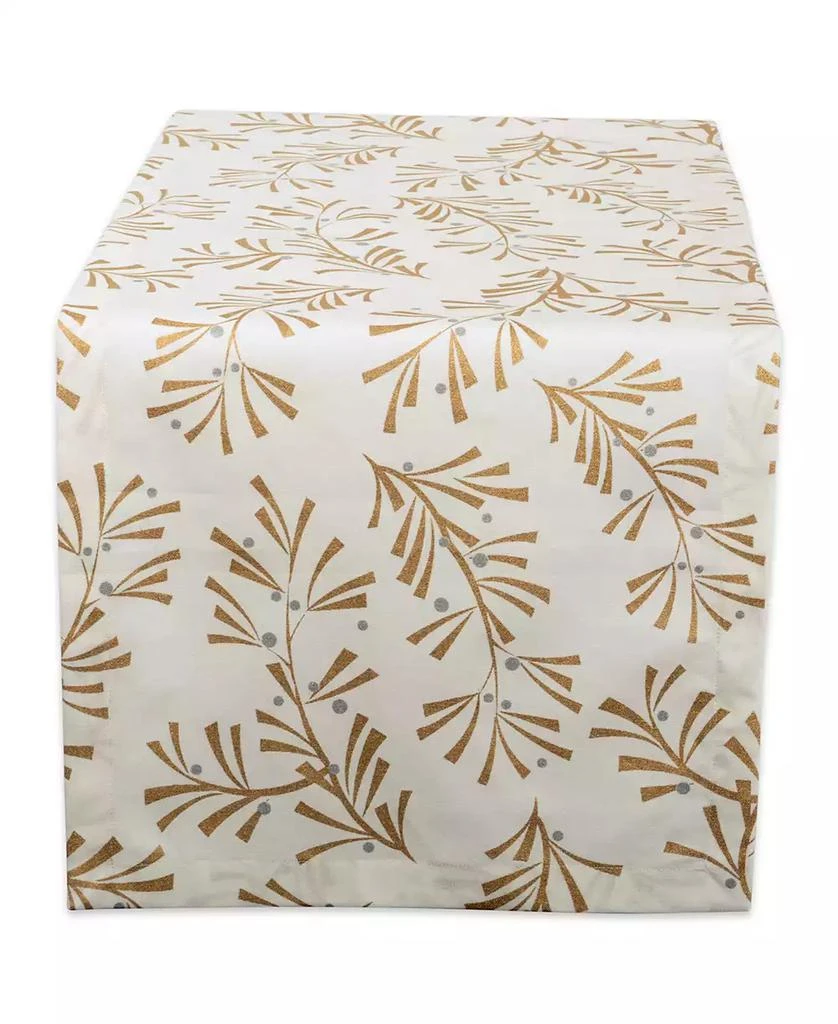 Design Imports Metallic Holly Leaves Table Runner 1