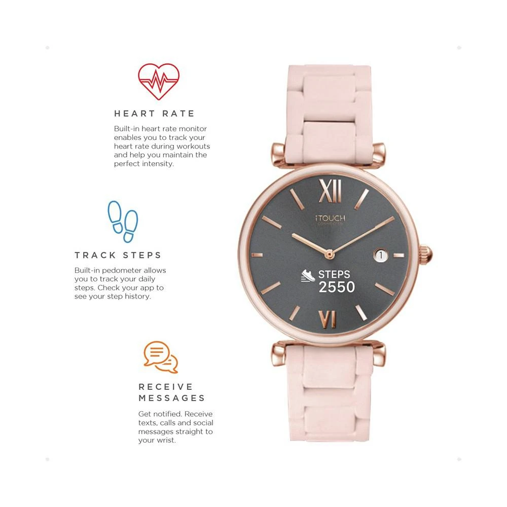 iTouch Connected Women's Hybrid Smartwatch Fitness Tracker: Rose Gold Case with Blush Metal Strap 38mm 4