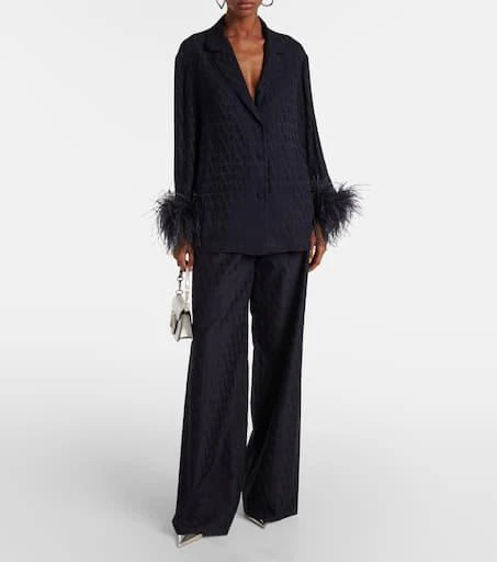 Valentino Toile Iconographe feather-trimmed silk shirt 2