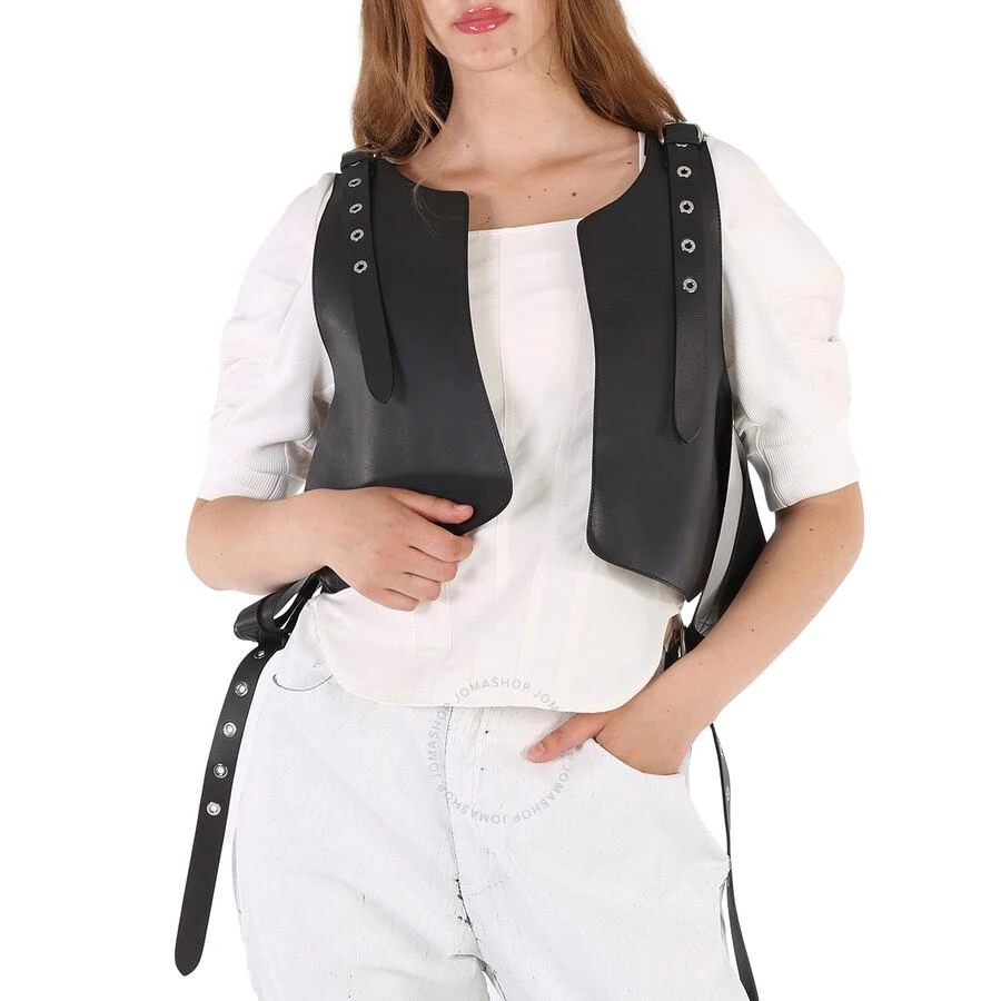 Burberry Ladies Black Liss Buckle Detail Leather Waistcoat 1