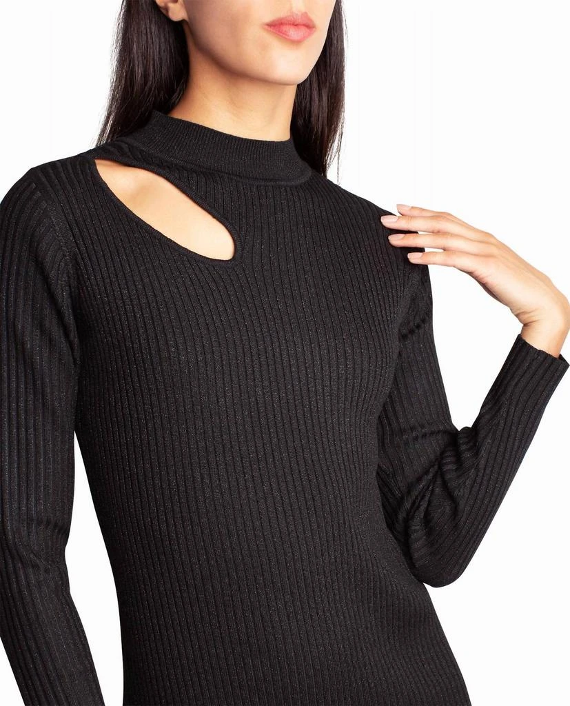 Nicole Miller Cut Out Knit Vanessa Dress In Very Black - Very Black - Medium