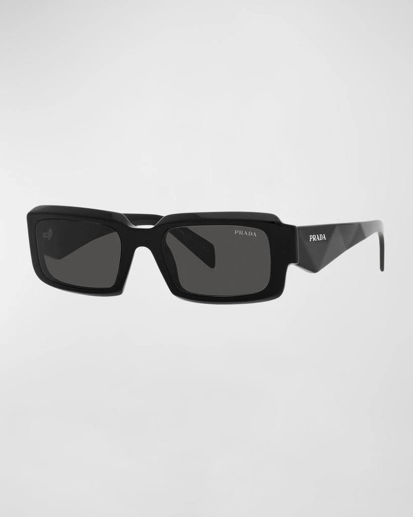 Prada Geometric Logo Acetate & Plastic Rectangle Sunglasses  display picture 3