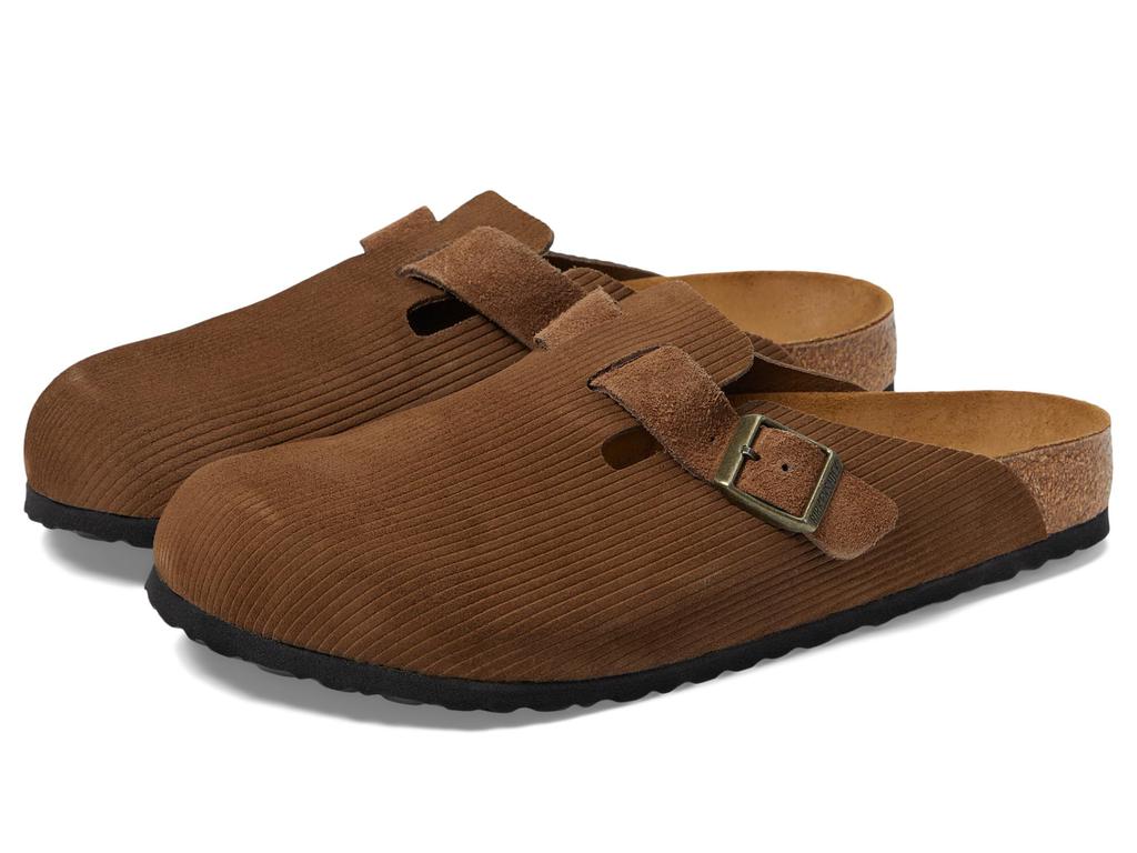 BIRKENSTOCK Boston Corduroy サンダル Boston Suede Leather Embossed Corduroy Antique White