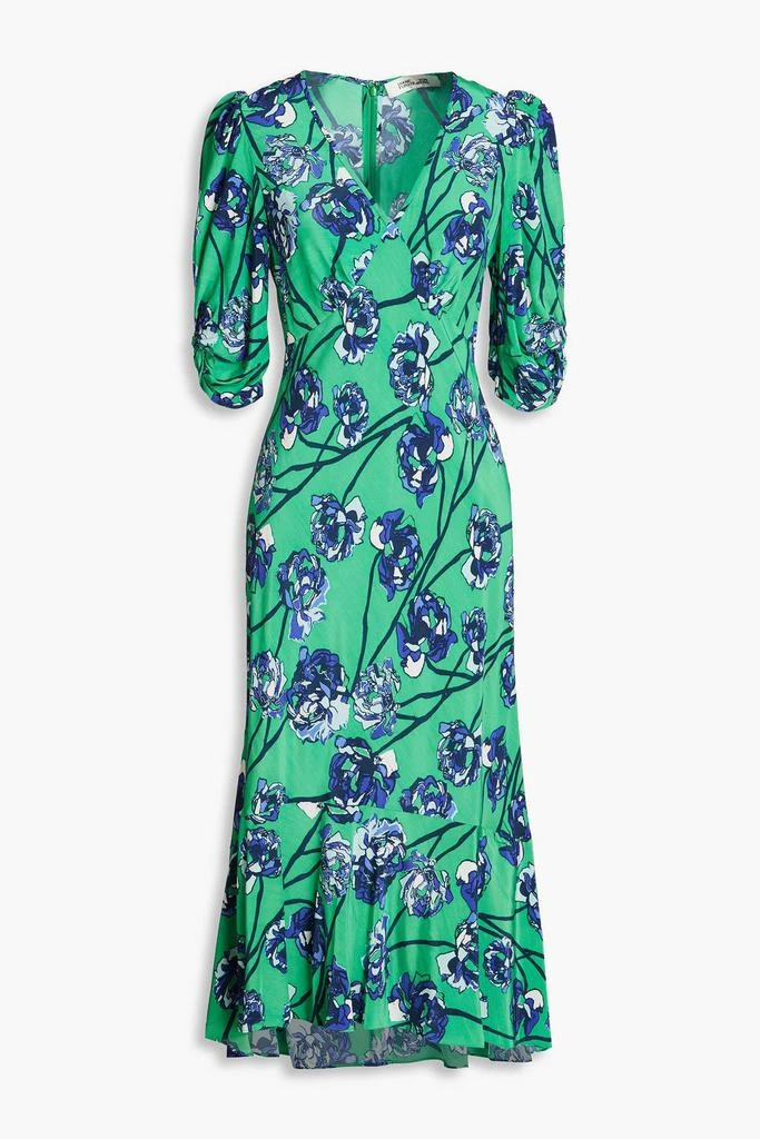 Diane von Furstenberg Tati gathered floral-print satin midi dress 1