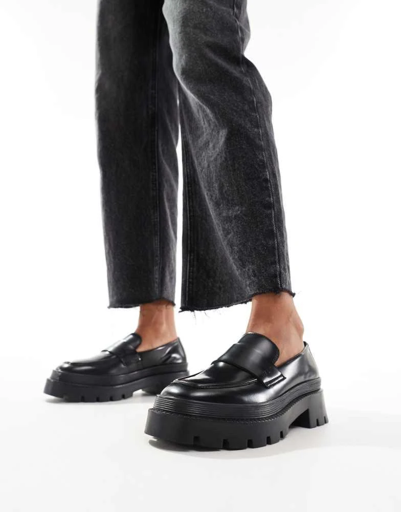 WALK LONDON Walk London Kate saddle loafer in black smooth leather 1