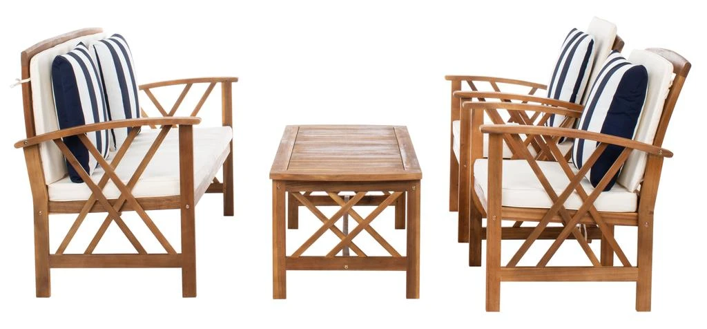 Safavieh Fontana 4 Piece Outdoor Set (Indoor / Outdoor) 5