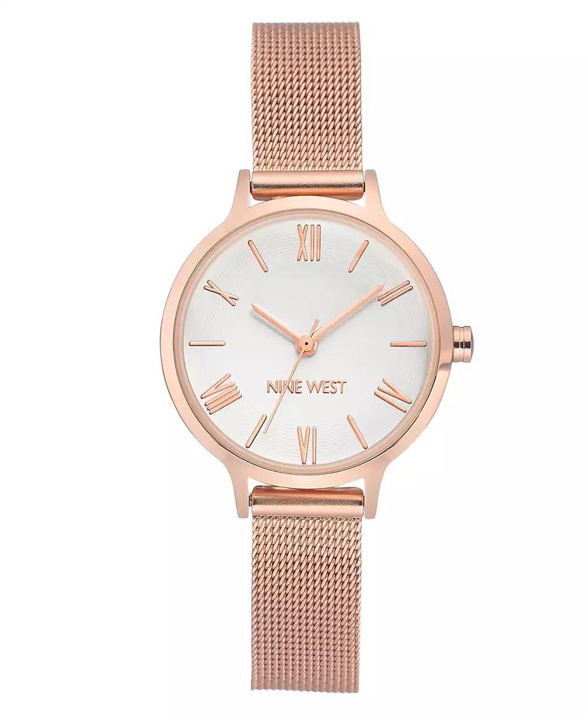 Nine West Women
s Quartz Rose Gold-Tone Stainless Steel Mesh Band Watch, 31mm