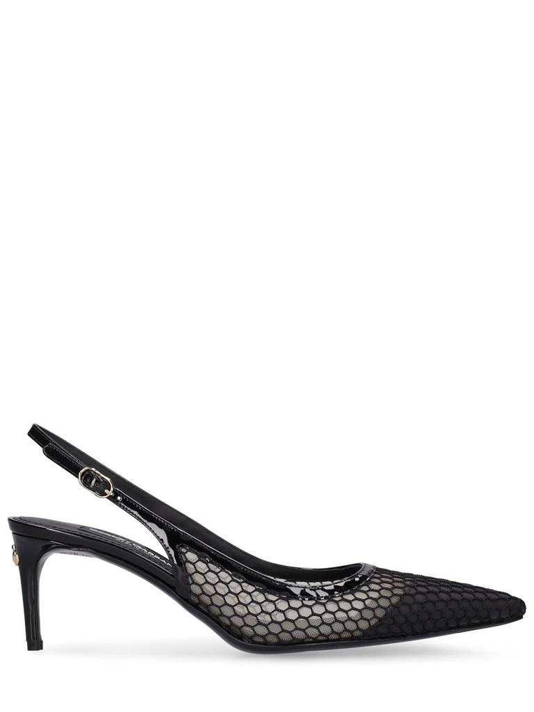 Dolce&Gabbana 白スカートに Black Mesh Slingback 関送無 Dolce & Gabbana Black leather slingback décolleté Black 36-5