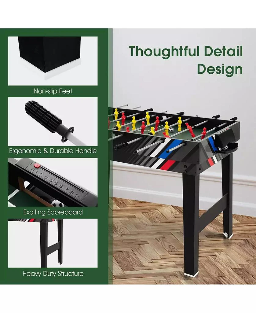 Costway 4-in-1 Combo Game Table 49" Foosball with Pool Billiards Air Hockey Table Tennis 6