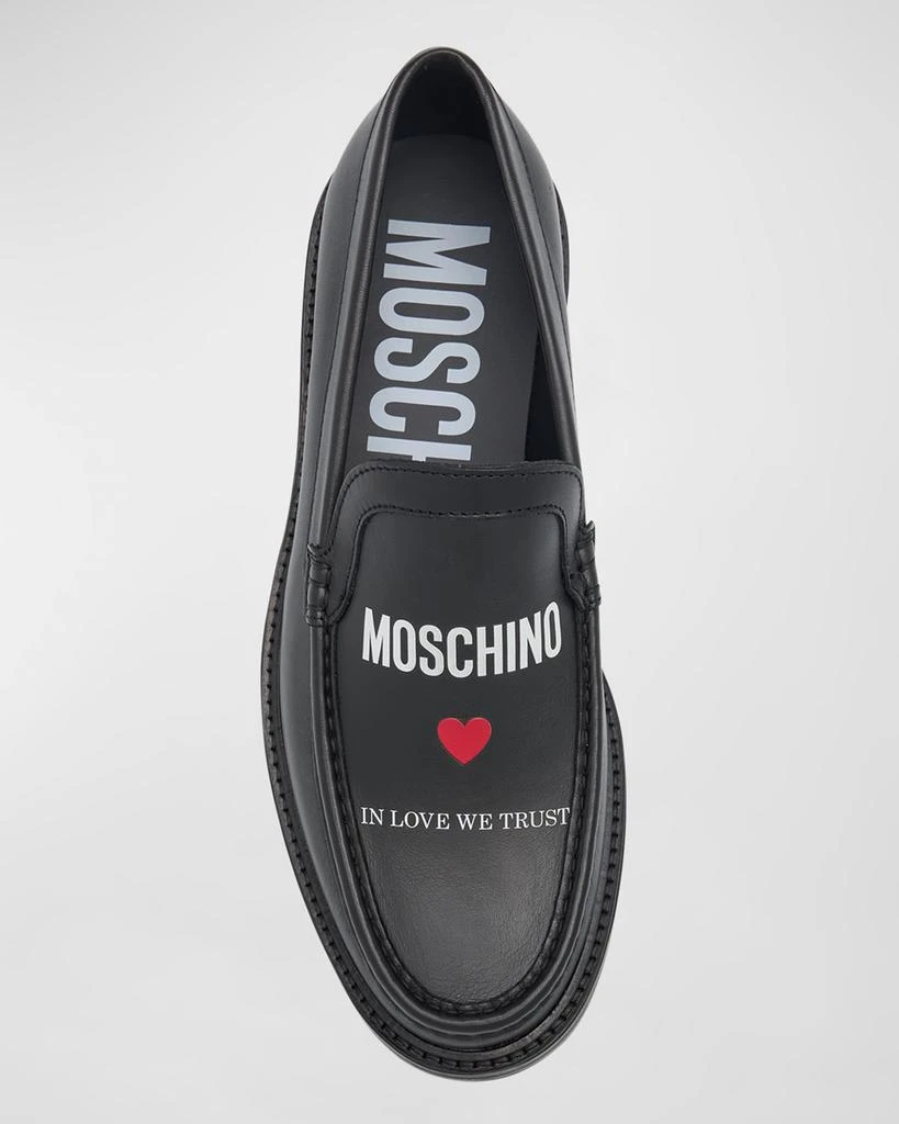 Moschino Men's In Love We Trust Calfskin Loafers 6