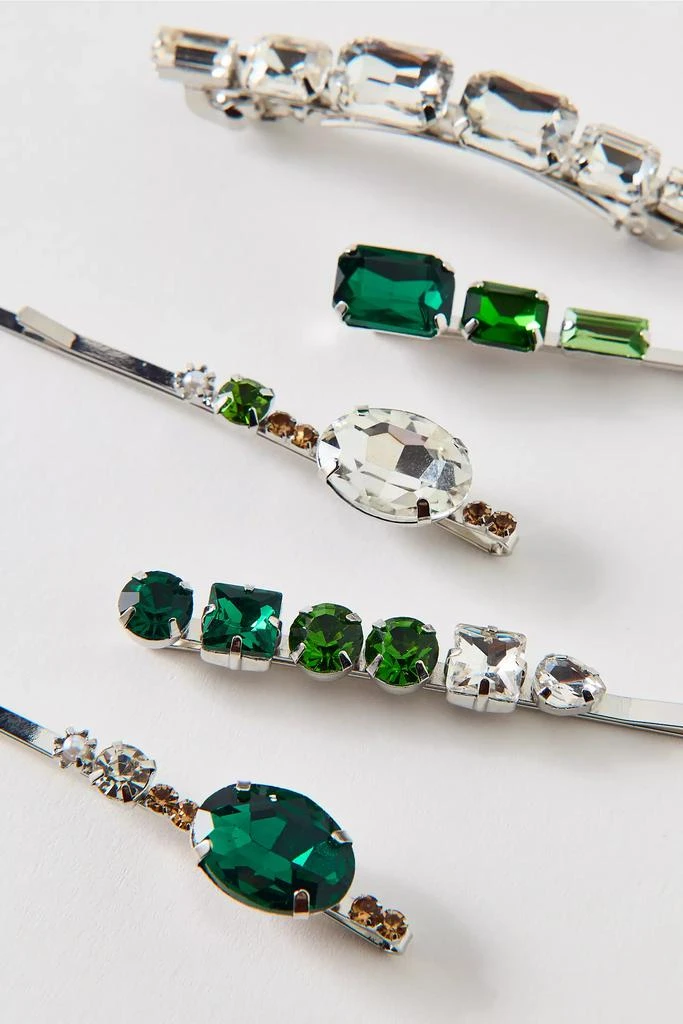 Urban Outfitters Mixed Jeweled Hair Clips Set 3