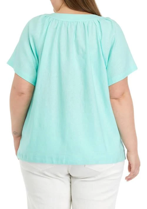 JONES NEW YORK Plus Size Short Sleeve Raglan Popover Blouse 2