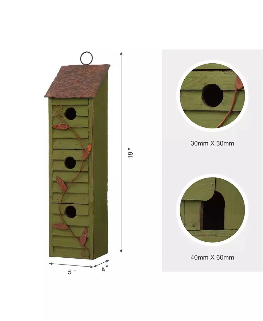 Glitzhome Distressed Window Shutters Birdhouse, 18'' 5
