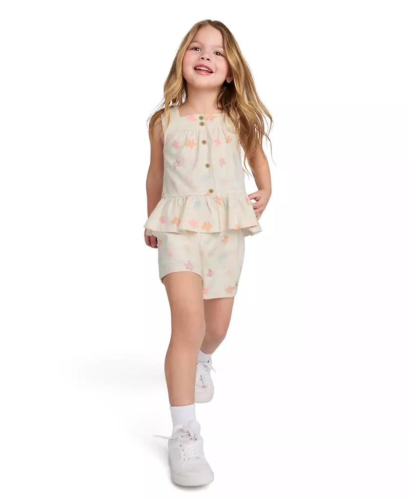 Calvin Klein Toddler and Little Girls 2-Piece Floral Print Slub Jersey Shorts Set 4