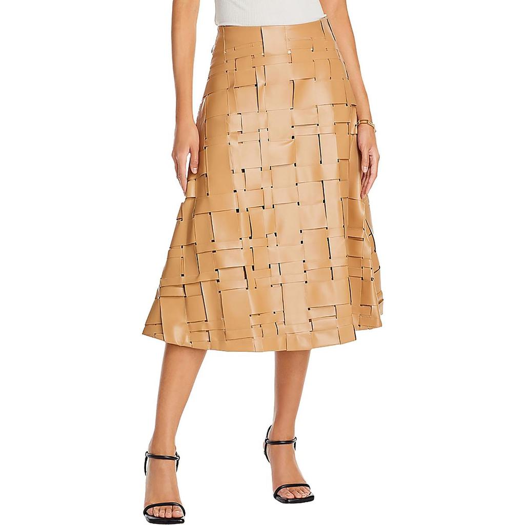 A.W.A.K.E MODE Womens Vegan Leather Midi Midi Skirt