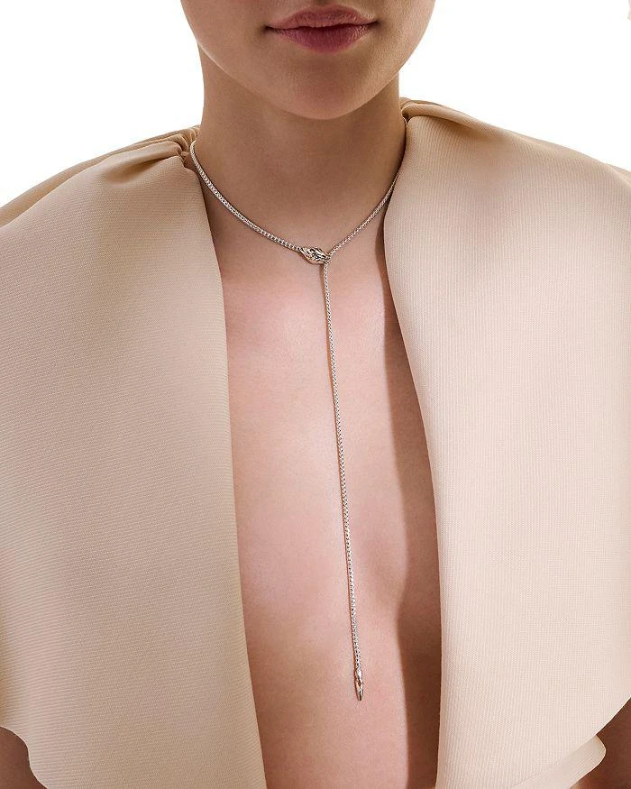 John Hardy Sterling Silver Naga Blue Sapphire Dragon Lariat Necklace, 23" 7