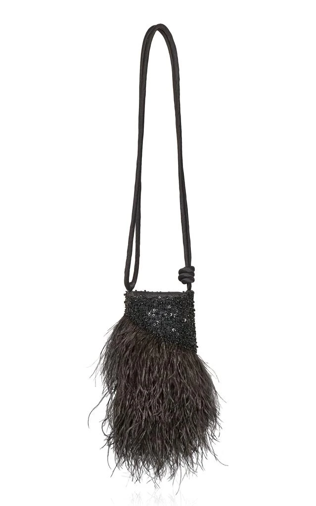 JOHANNA ORTIZ Johanna Ortiz - Jane Eyre Beaded Silk and Feather Mochila - Black - OS - Moda Operandi 1
