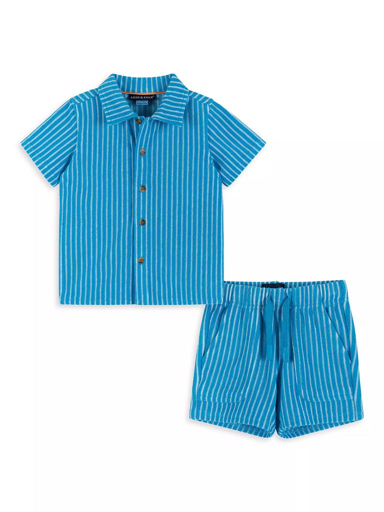 Andy & Evan Baby Boy's Striped Cotton-Blend Shirt & Shorts Set