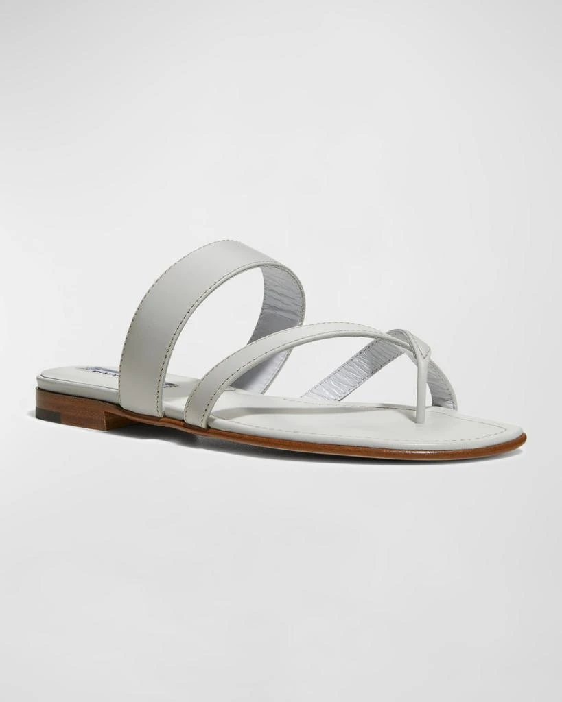 Manolo Blahnik Susa Flat Leather Sandals 2