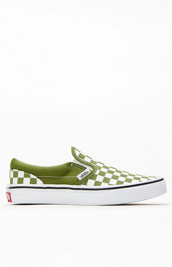 Vans Kids Green & White Checker Classic Slip-On Shoes 1