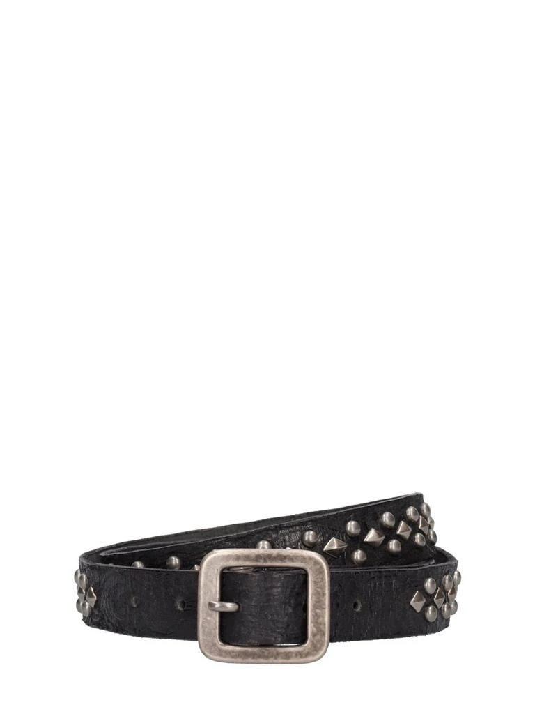 HTC LOS ANGELES 2.5cm Studded Destroyed Leather Belt 1