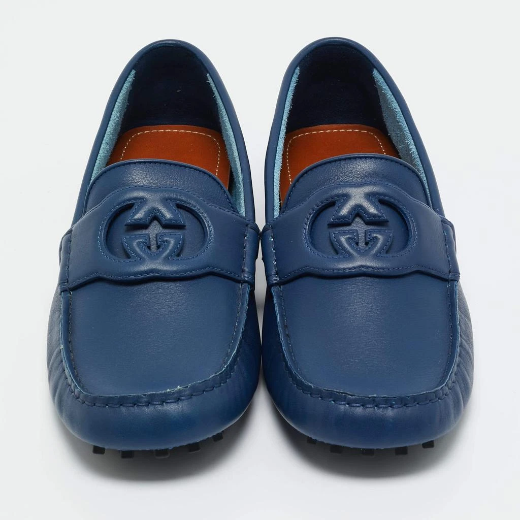 Gucci Interlocking-g Leather Loafers - Blue