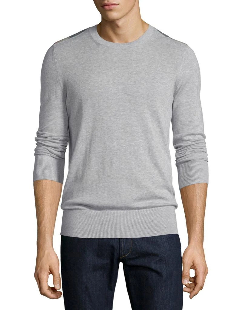 Burberry Cashmere-Blend Sweater with Check-Detail, Pale Gray 1