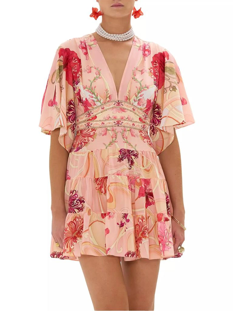 Camilla Floral Silk Tiered Minidress 6