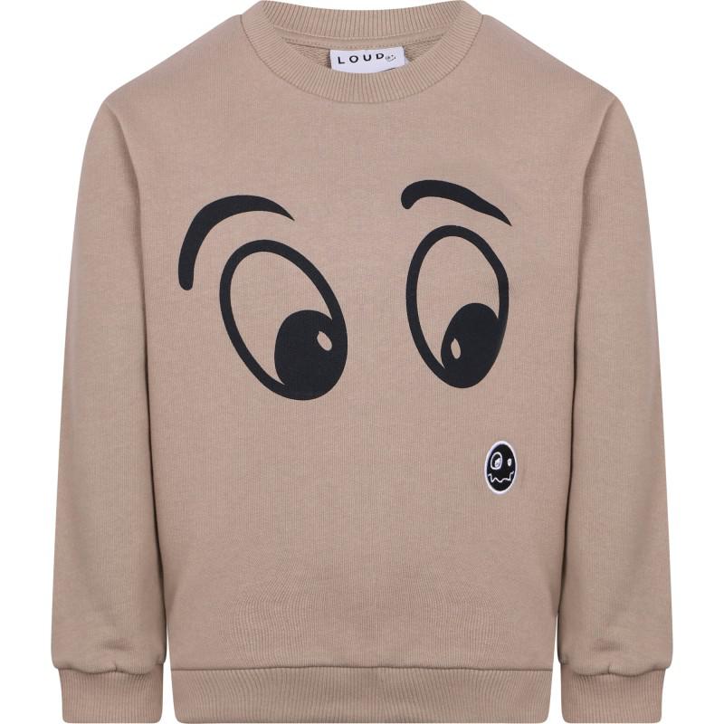Loud Apparel Eyes print organic logo sweatshirt and logo cotton shorts in light brown and grey