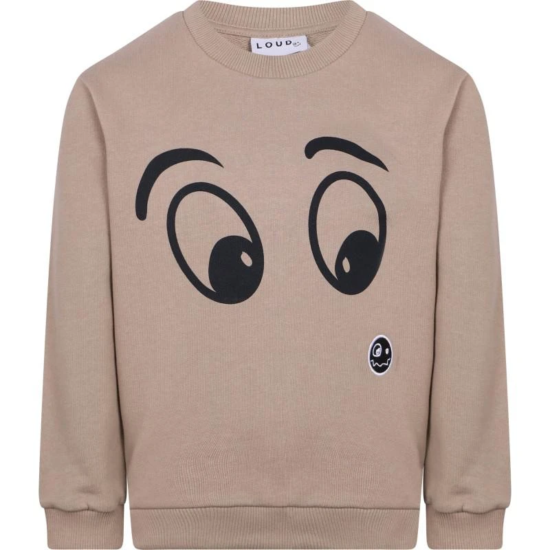 Loud Apparel Eyes print organic logo sweatshirt in light brown 1