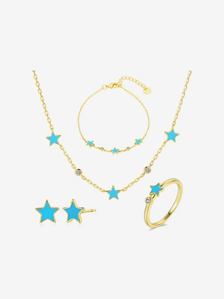 Secret Spoils Secret Spoils Girls Blue Star 5 Piece Jewellery Set in Gold (40cm)