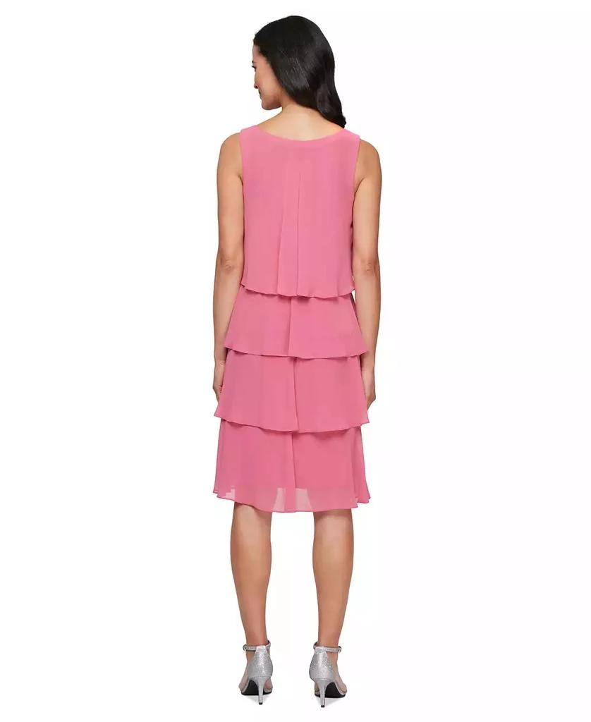 slim fit dress slacks SL Fashions Chiffon Jacket with Beaded Detail Scoop Neckline Tiered Skirt  Set Dress (Plus Size) main image 0