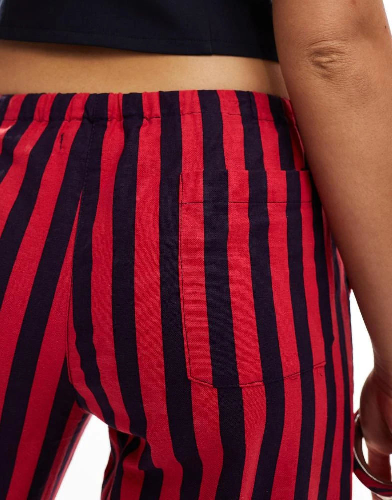 Motel Motel lirura striped trousers in deep red and navy 3