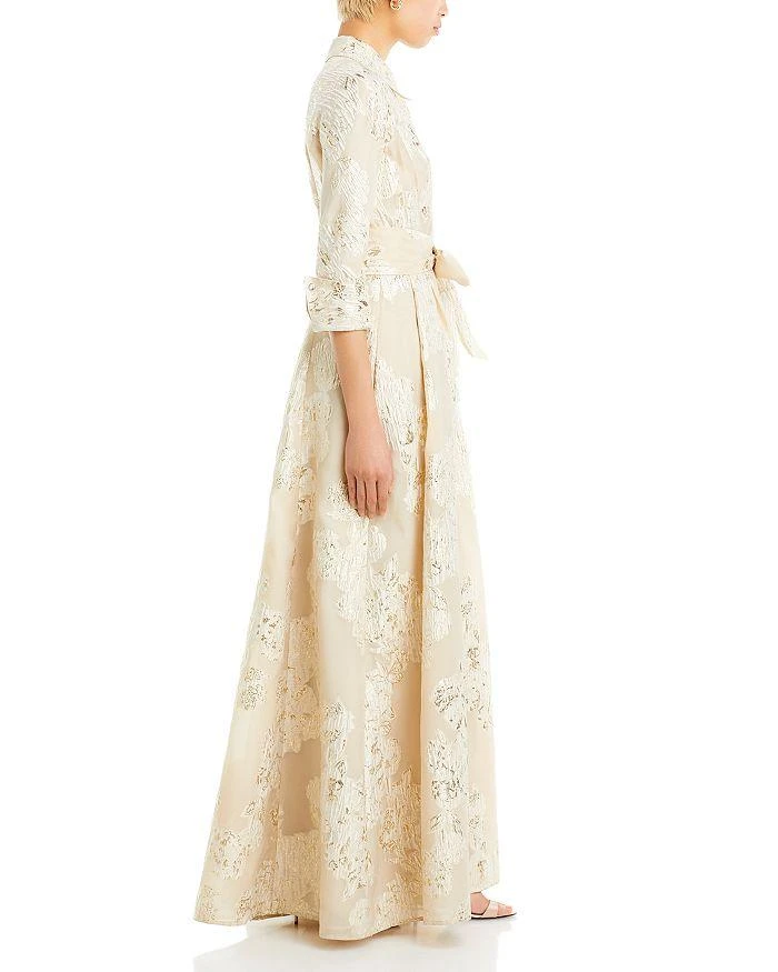 Teri Jon Metallic Jacquard Shirt Dress Gown 6