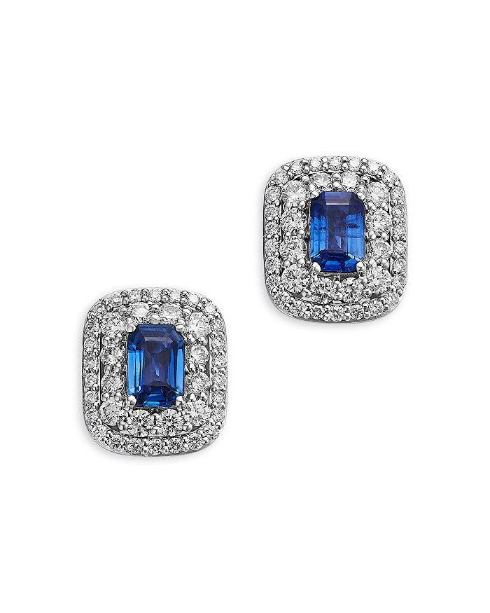 Bloomingdale
s Fine Collection Sapphire 
Diamond Double Halo Statement Stud Earrings in 14K White Gold