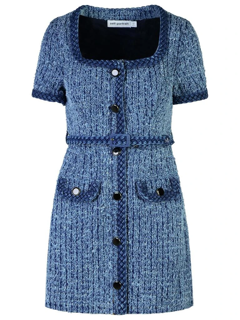 Self Portrait Self-Portrait Short-Sleeved Denim Mini Dress 1