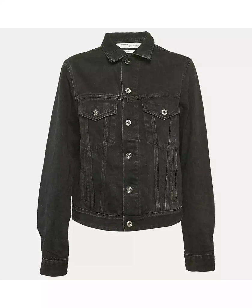 Pre-Owned Off-White Women
s Black Embroidered Denim Button Front Jacket