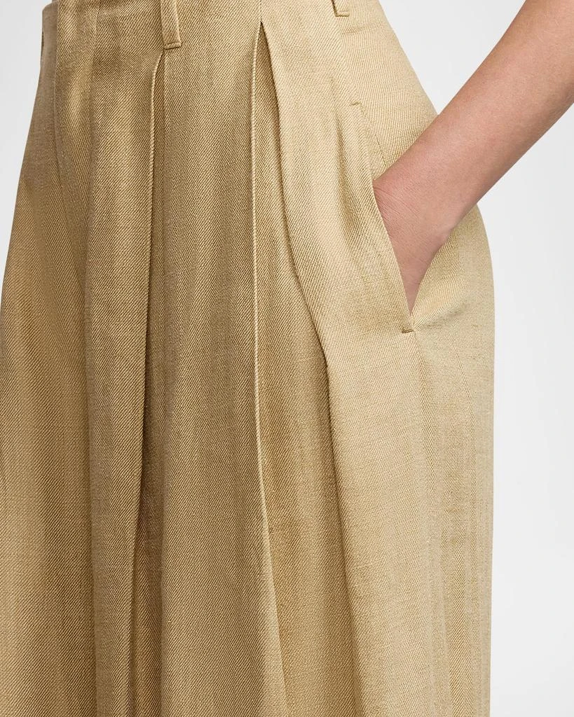 Ralph Lauren Greer Silk-Linen Twill Pleated Pants 7